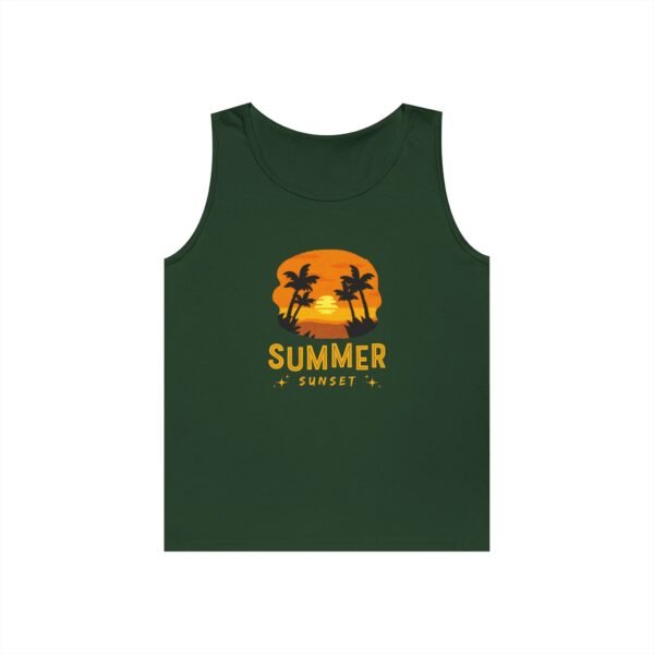 Summer Sunset Unisex Heavy Cotton Tank Top - Tropical Vibe Beachwear