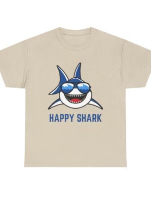 Happy Shark Unisex Heavy Cotton Tee - Fun & Casual Shark Graphic Shirt