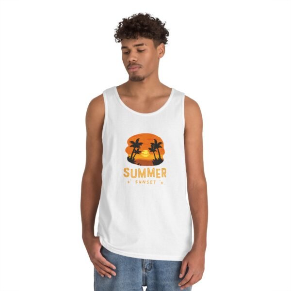 Summer Sunset Unisex Heavy Cotton Tank Top - Tropical Vibe Beachwear