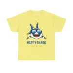 Happy Shark Unisex Heavy Cotton Tee - Fun & Casual Shark Graphic Shirt