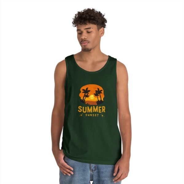 Summer Sunset Unisex Heavy Cotton Tank Top - Tropical Vibe Beachwear