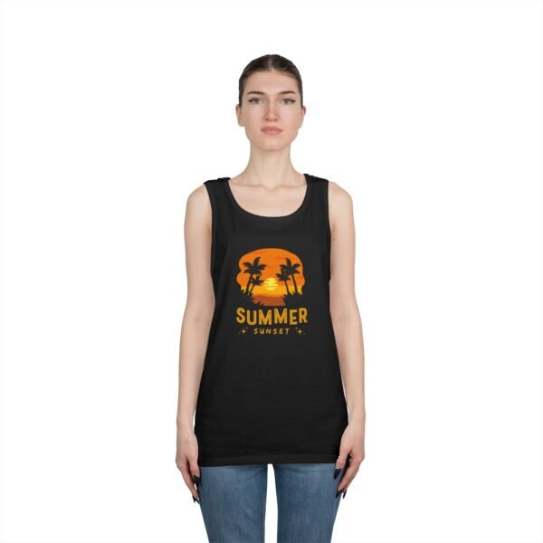 Summer Sunset Unisex Heavy Cotton Tank Top - Tropical Vibe Beachwear