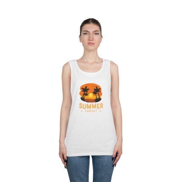 Summer Sunset Unisex Heavy Cotton Tank Top - Tropical Vibe Beachwear