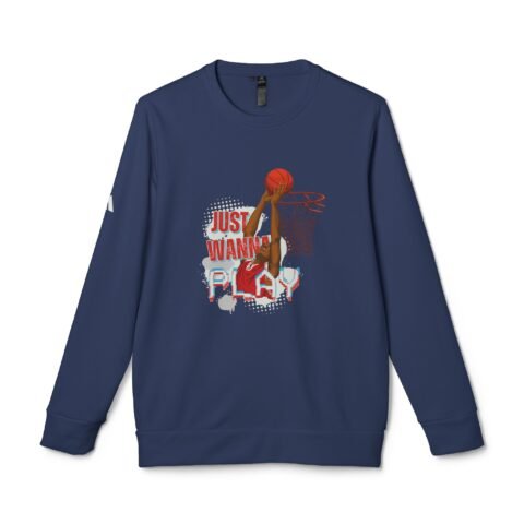 Unisex Fleece Crewneck Sweatshirt - Just Wanna Play Basketball Design