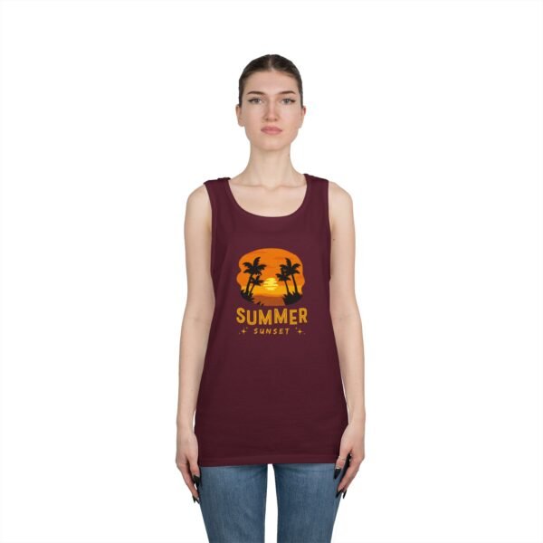 Summer Sunset Unisex Heavy Cotton Tank Top - Tropical Vibe Beachwear