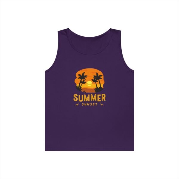 Summer Sunset Unisex Heavy Cotton Tank Top - Tropical Vibe Beachwear