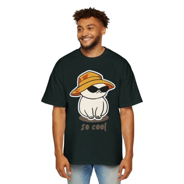 Men's Heavy Oversized Tee - Cool Cat Graphic T-Shirt