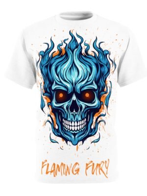 Flaming Fury Graphic Tee - Unisex Skull Design