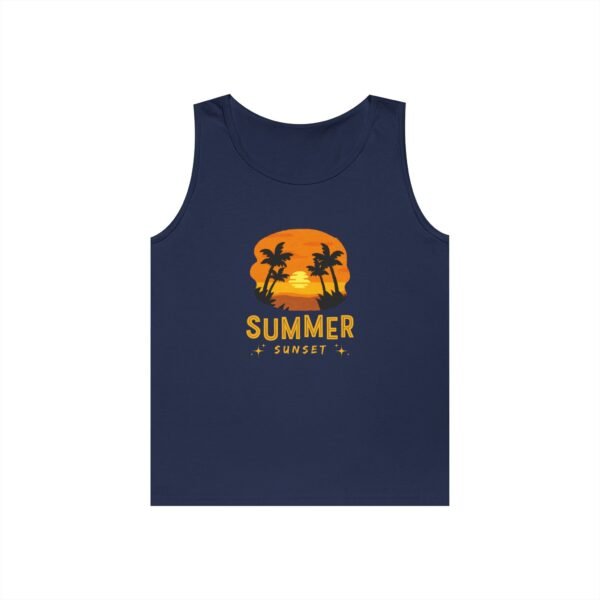 Summer Sunset Unisex Heavy Cotton Tank Top - Tropical Vibe Beachwear