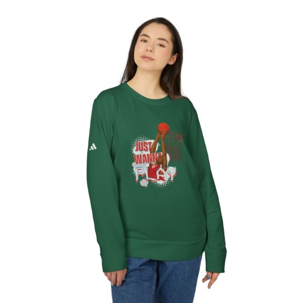Unisex Fleece Crewneck Sweatshirt - Just Wanna Play Basketball Design