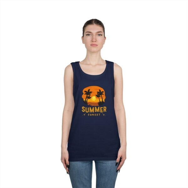 Summer Sunset Unisex Heavy Cotton Tank Top - Tropical Vibe Beachwear