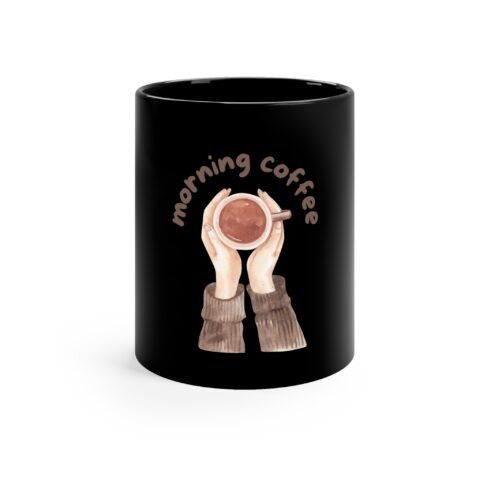 Morning Coffee Black Mug | Cozy, Gift for Coffee Lovers, Home Decor, Office Mug, Morning Routine