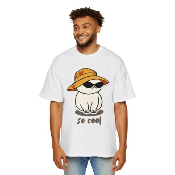 Men's Heavy Oversized Tee - Cool Cat Graphic T-Shirt