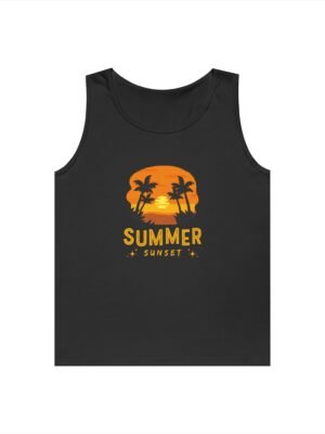 Summer Sunset Unisex Heavy Cotton Tank Top - Tropical Vibe Beachwear