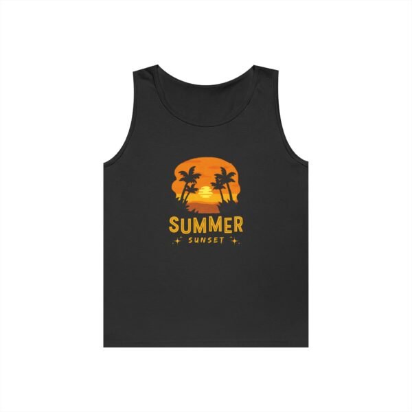 Summer Sunset Unisex Heavy Cotton Tank Top - Tropical Vibe Beachwear