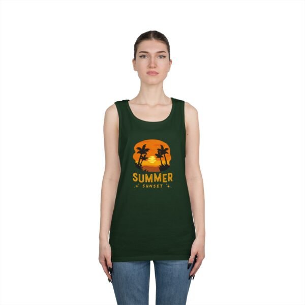 Summer Sunset Unisex Heavy Cotton Tank Top - Tropical Vibe Beachwear