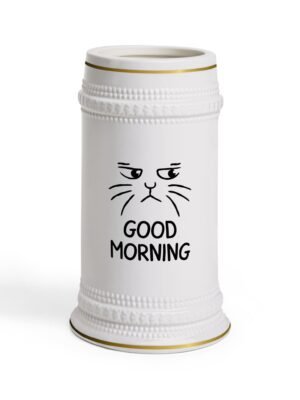 Good Morning Cat Stein Mug | Funny Cat Lover Gift, Unique Coffee Mug, Decorative Drinkware, Animal Themed Kitchenware, Gift for Him/Her