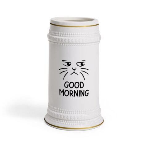 Good Morning Cat Stein Mug | Funny Cat Lover Gift, Unique Coffee Mug, Decorative Drinkware, Animal Themed Kitchenware, Gift for Him/Her