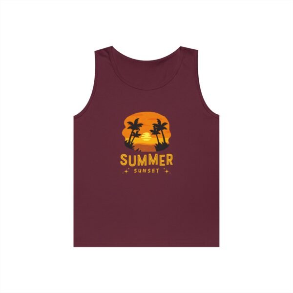 Summer Sunset Unisex Heavy Cotton Tank Top - Tropical Vibe Beachwear