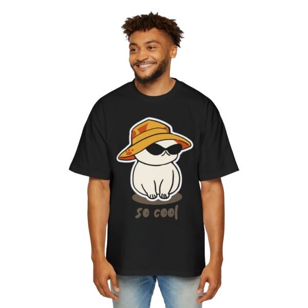 Men's Heavy Oversized Tee - Cool Cat Graphic T-Shirt