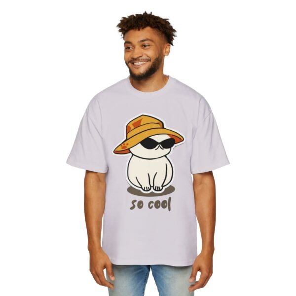 Men's Heavy Oversized Tee - Cool Cat Graphic T-Shirt